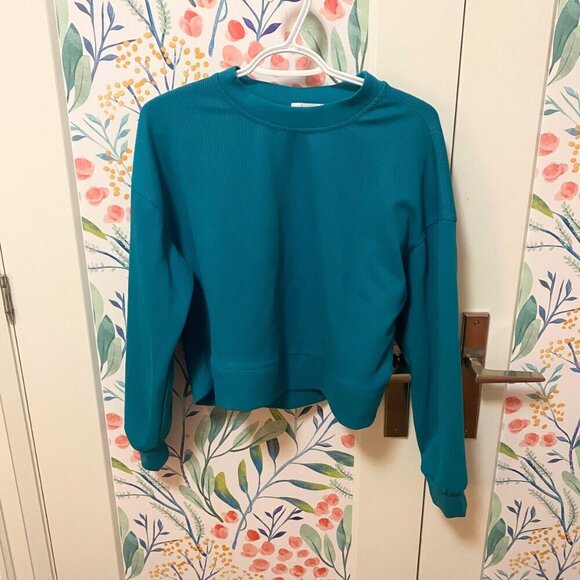 💙 Better Together Teal Ribbed Crewneck Sweatshirt - Size M - Picture 2 of 6